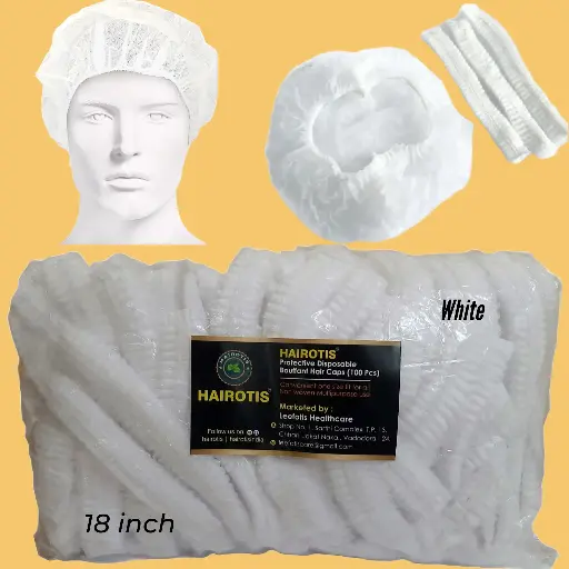 White Bouffant Disposable Hair Cap 18 Inch